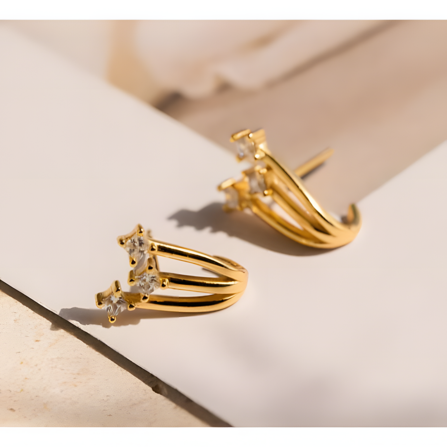 Glorious Shine Triple Zircon Earrings