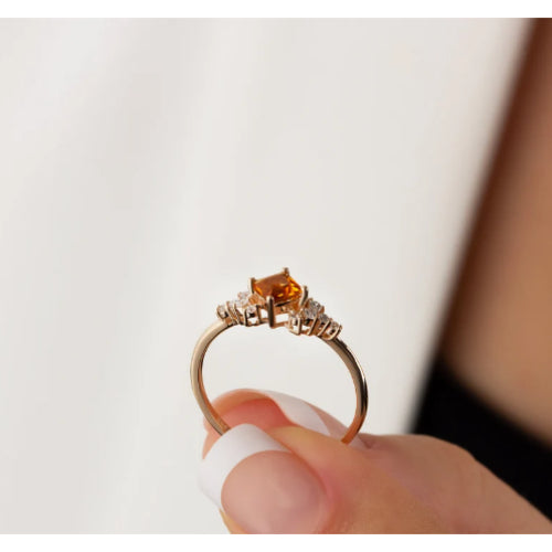 Citrine Brilliant Golden Ring