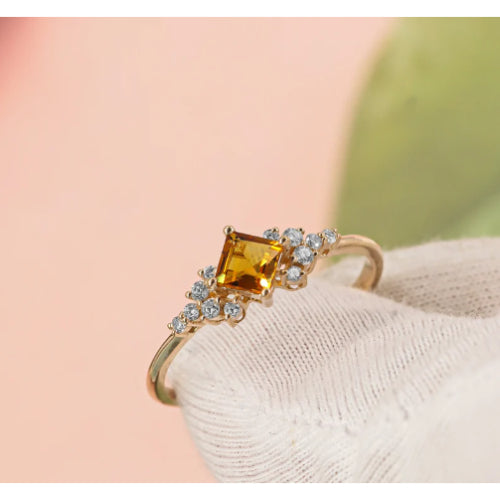 Citrine Brilliant Golden Ring