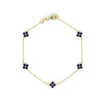 Chic Blue Enamel Clover Bracelet