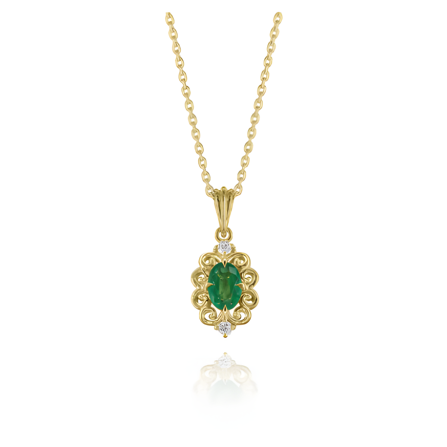 Regal Emerald Vintage Golden Necklace