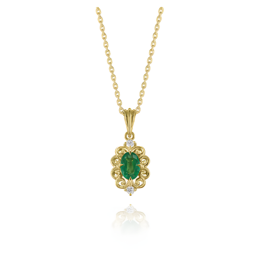 Regal Emerald Vintage Golden Necklace