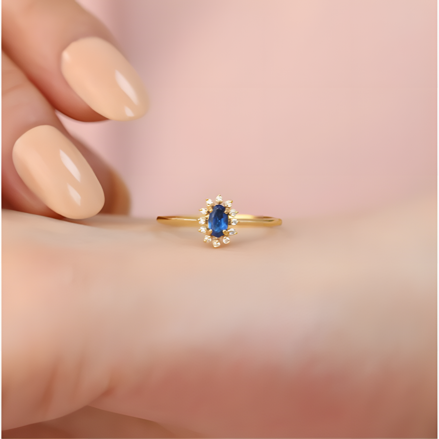 Sapphire Radiant Elegance Golden RIng