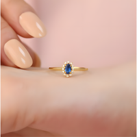 Sapphire Radiant Elegance Golden RIng