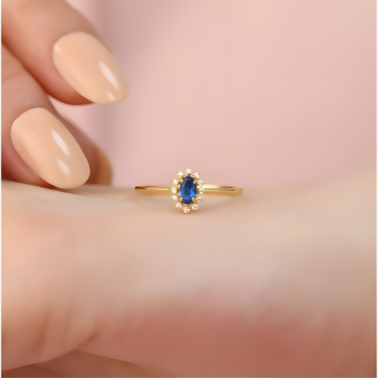 Sapphire Radiant Elegance Golden RIng