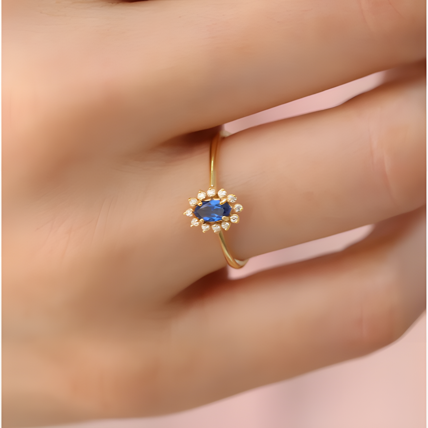 Sapphire Radiant Elegance Golden RIng