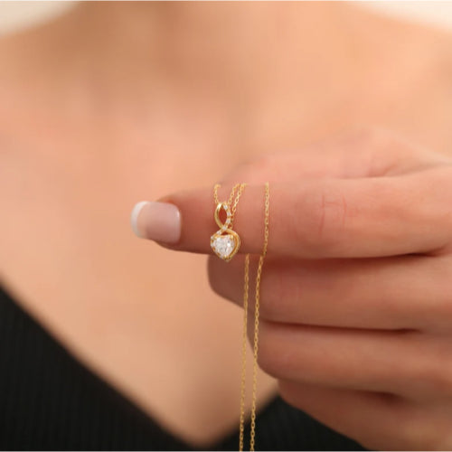 Entwined Hearts Golden Necklace