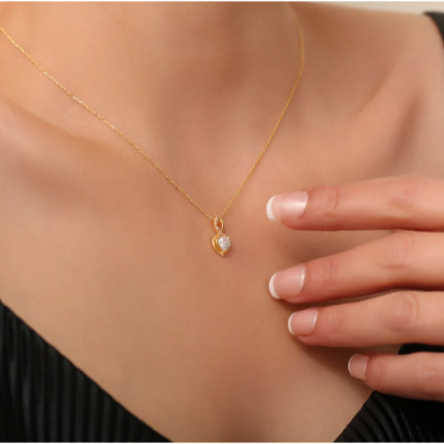Entwined Hearts Golden Necklace