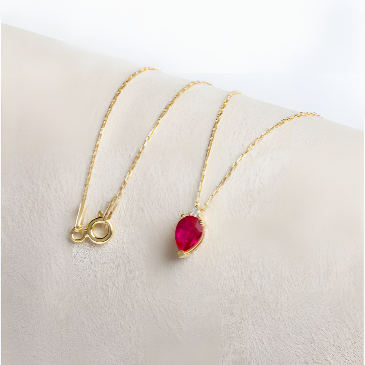 Radiant Ruby Dainty Golden Necklace