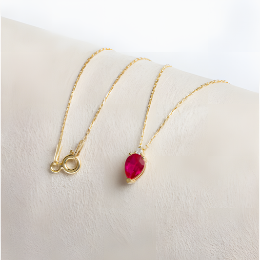 Radiant Ruby Dainty Golden Necklace