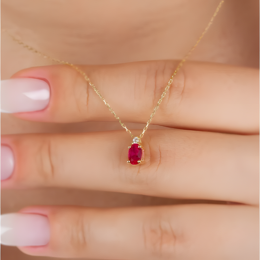Glimmering Ruby Dainty Golden Necklace