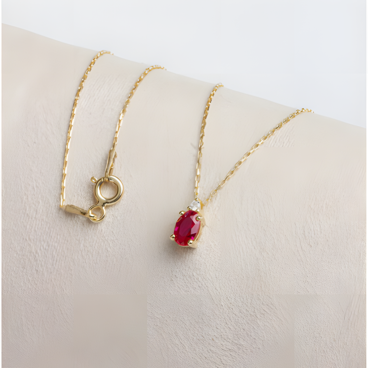 Glimmering Ruby Dainty Golden Necklace