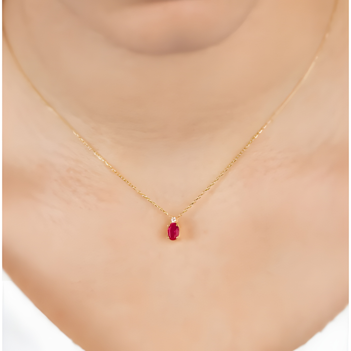 Glimmering Ruby Dainty Golden Necklace