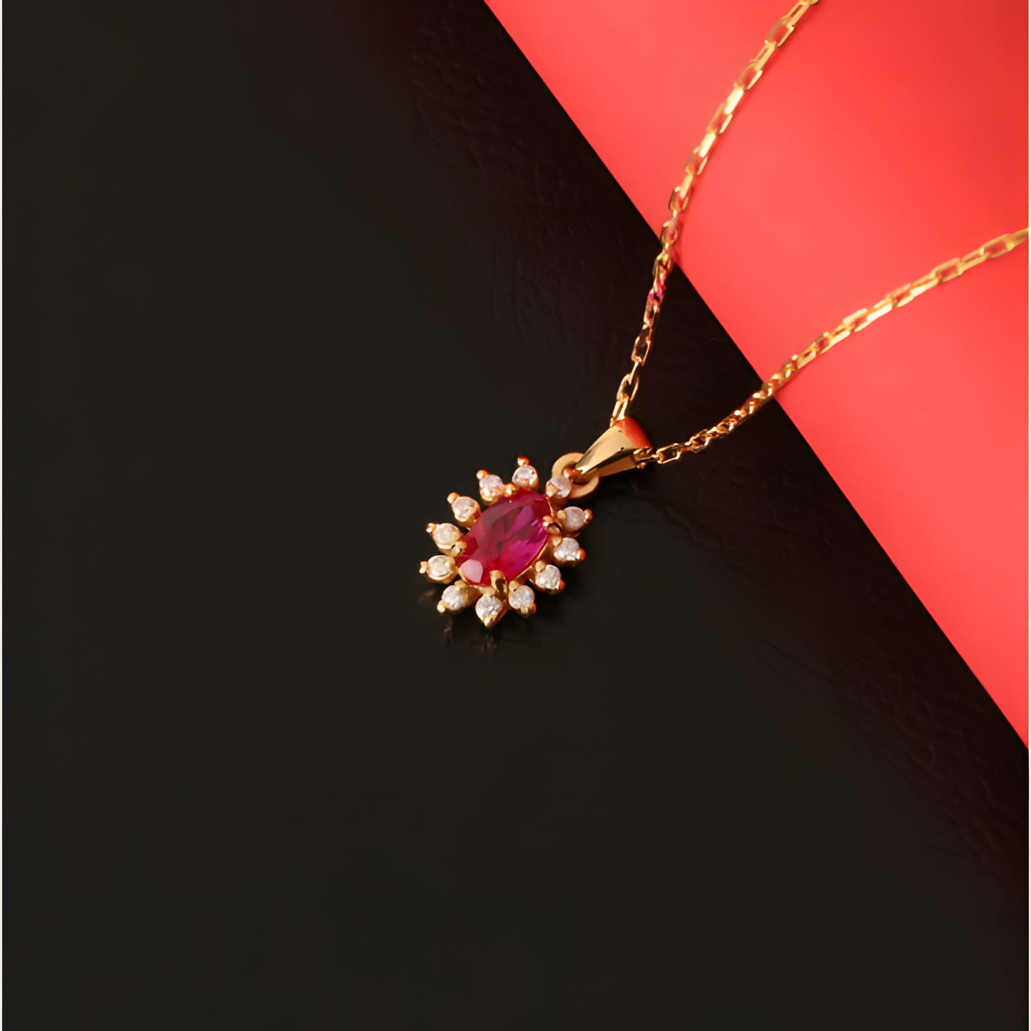 Radiant Ruby Dainty Golden Necklace