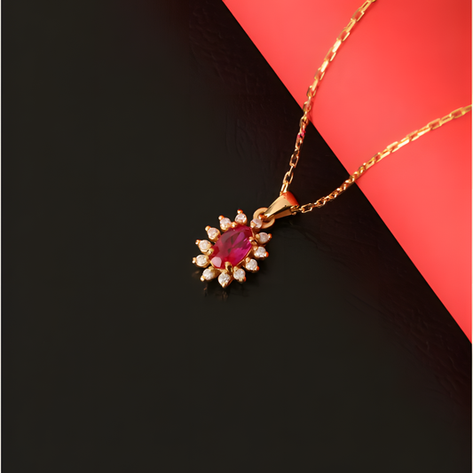 Radiant Ruby Dainty Golden Necklace