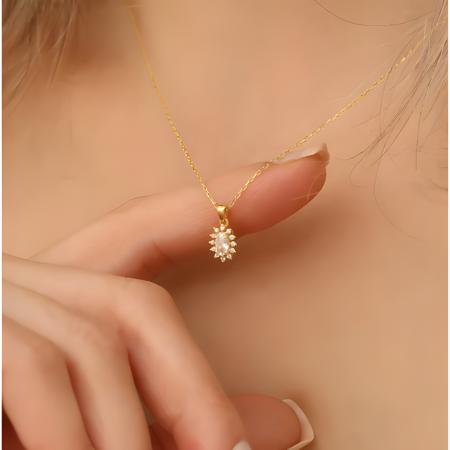 Ethereal Sparkle Zircon Golden Necklace