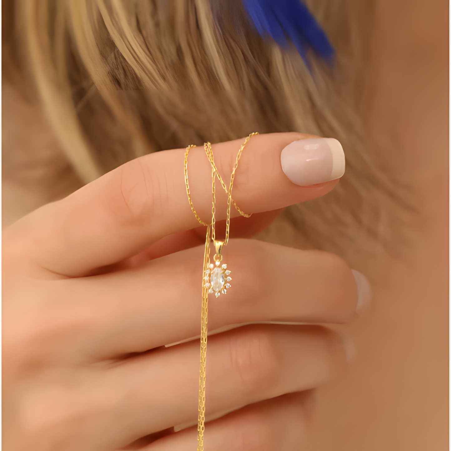 Ethereal Sparkle Zircon Golden Necklace