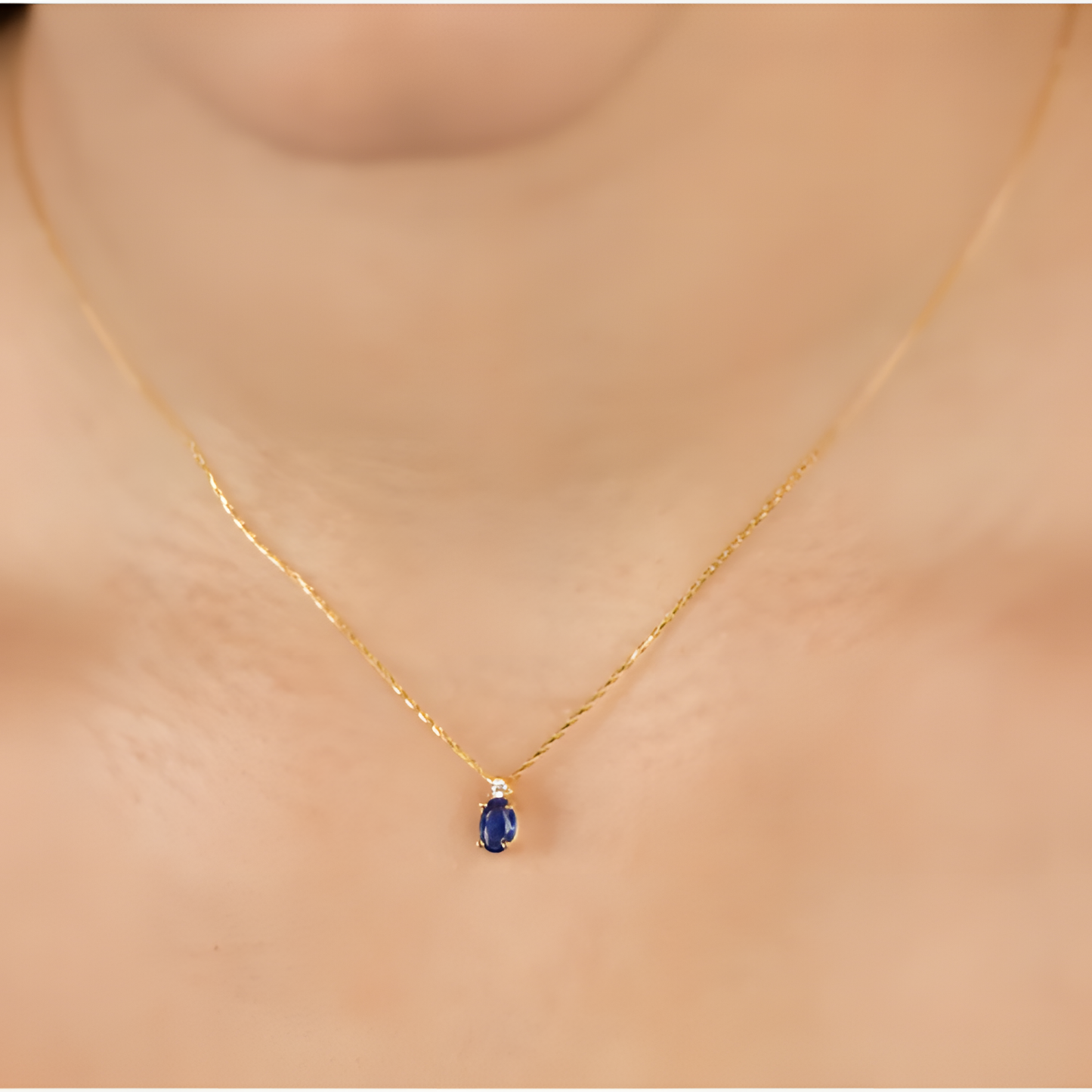 Ocean Blue Shimmer Golden Necklace
