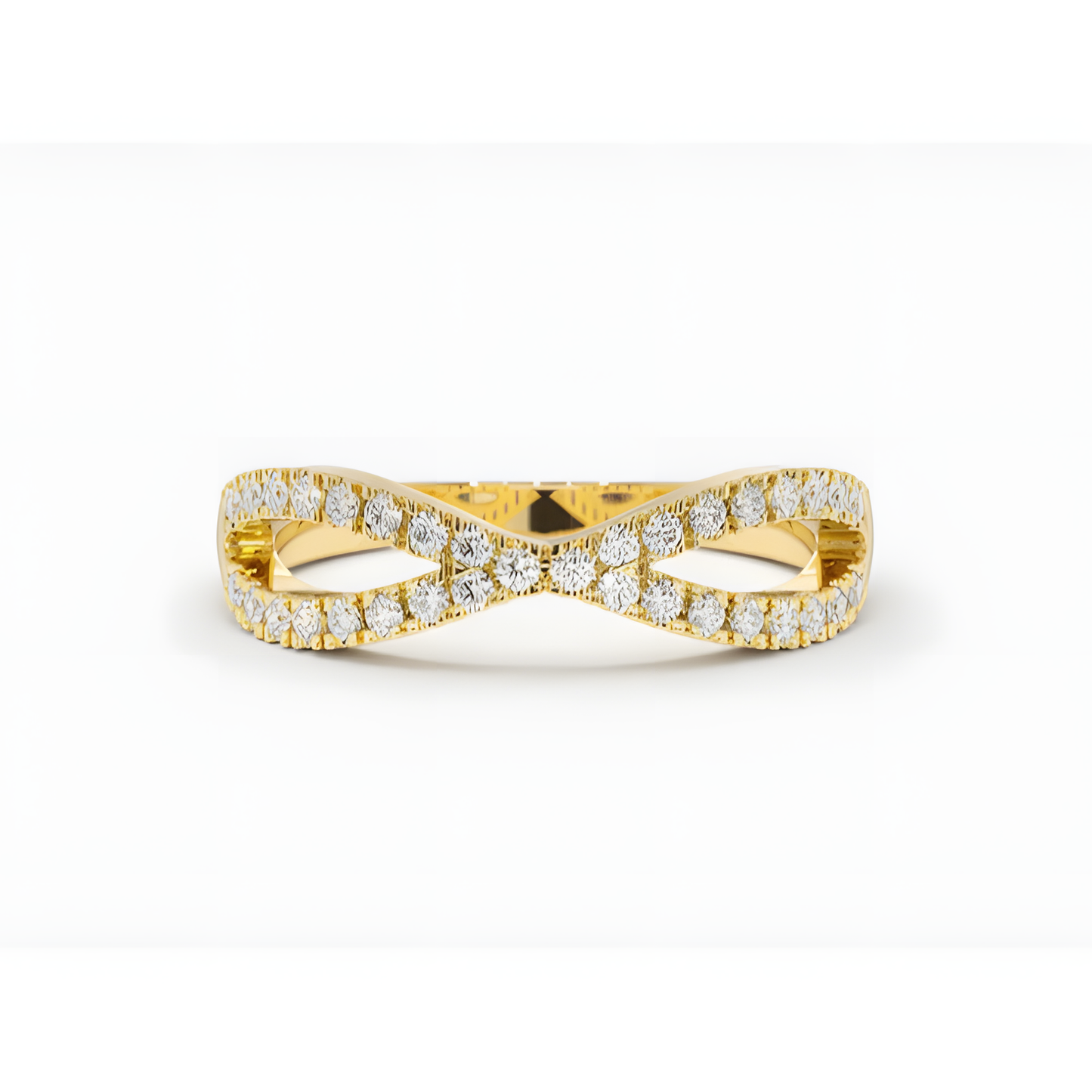 Criss-Cross Golden Band Ring