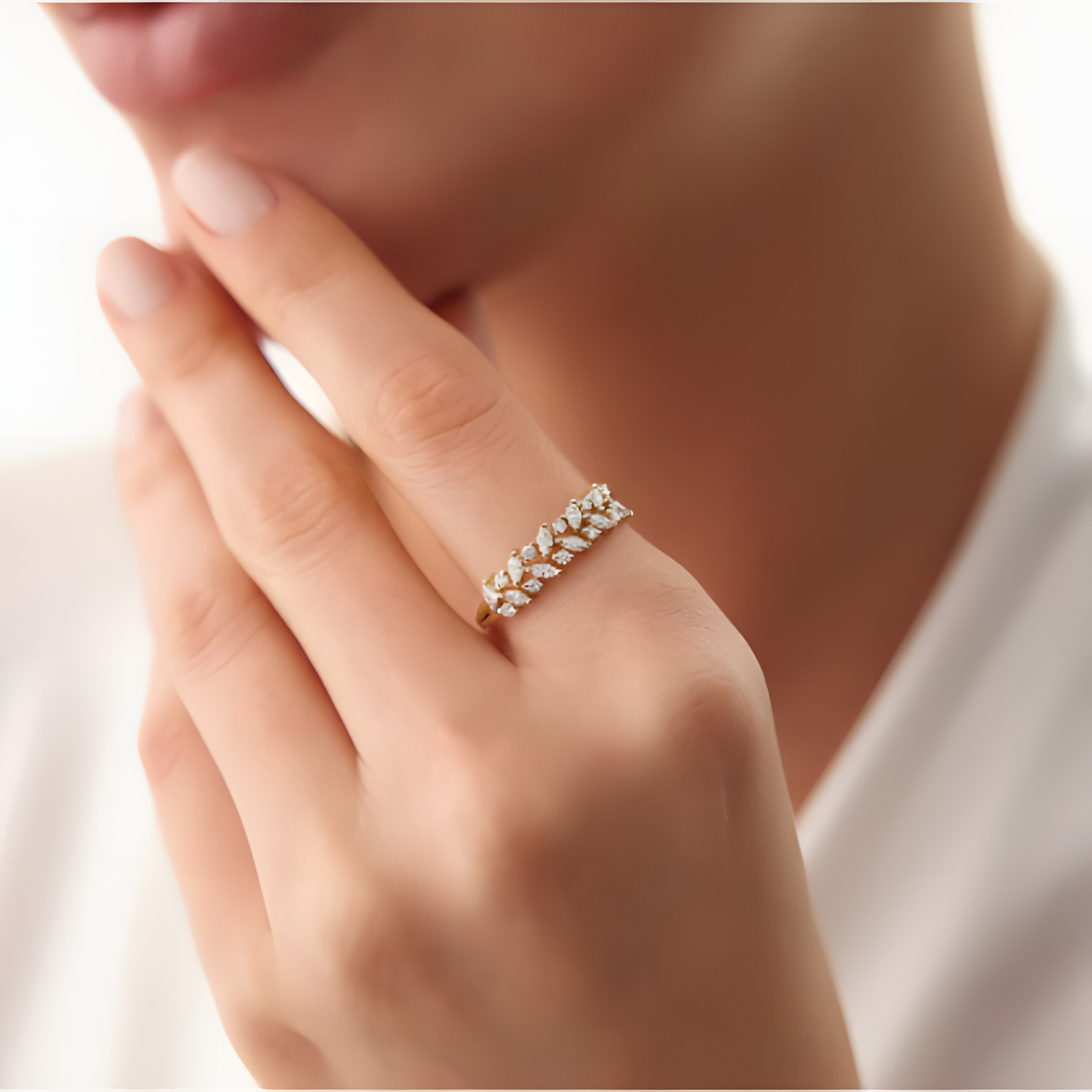 Marquise Ethereal Golden Band Ring