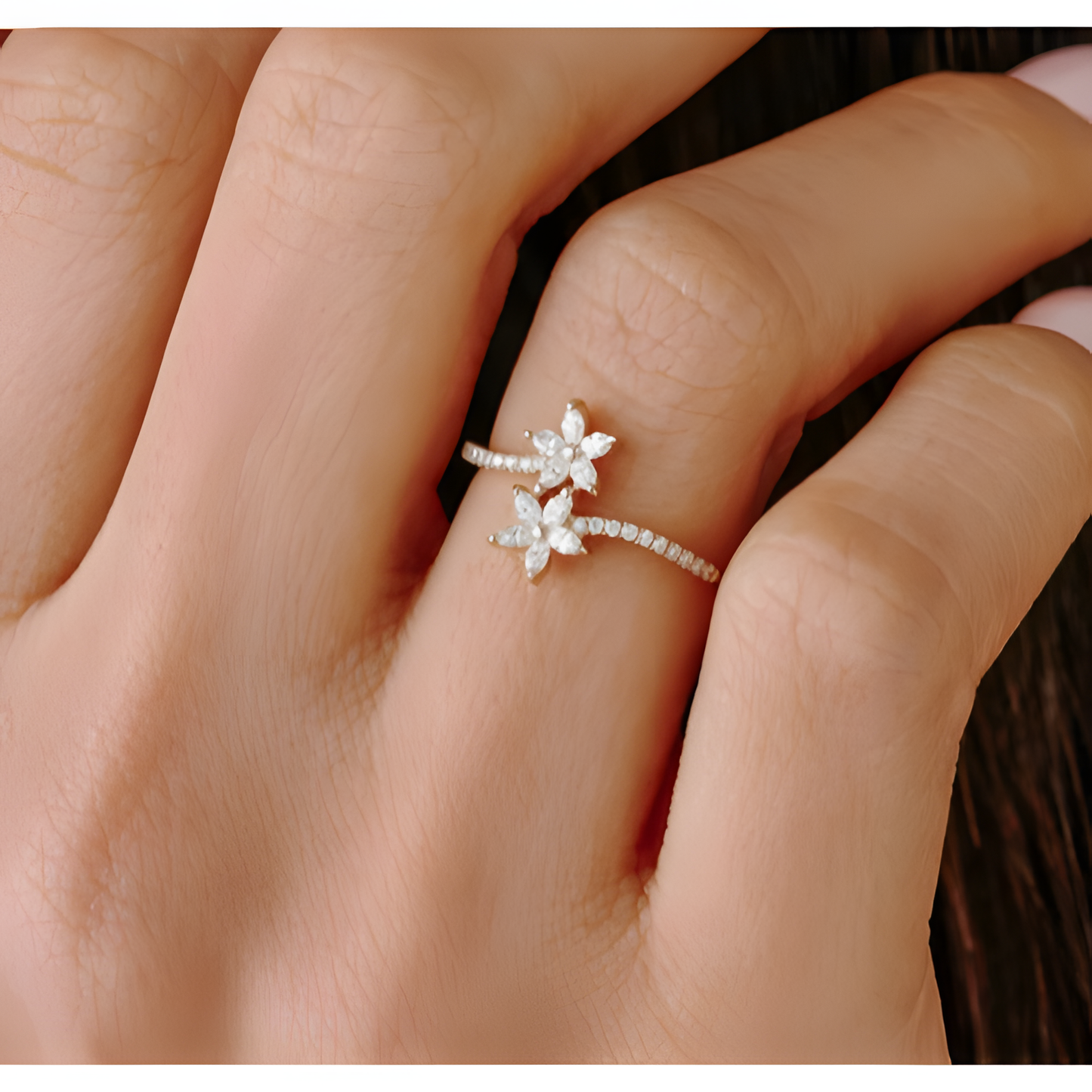 Zircon Floral Golden Ring