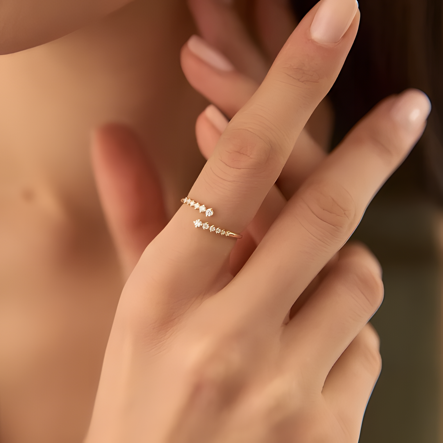 Zircon Shimmer Golden Ring