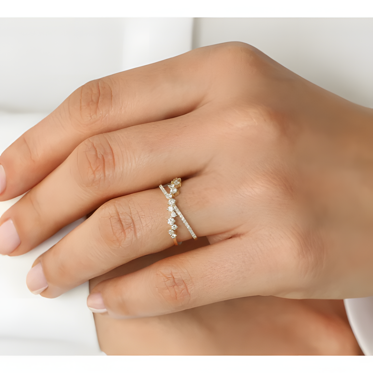 Zircon Crisscross Mix Match Elegant Golden Ring