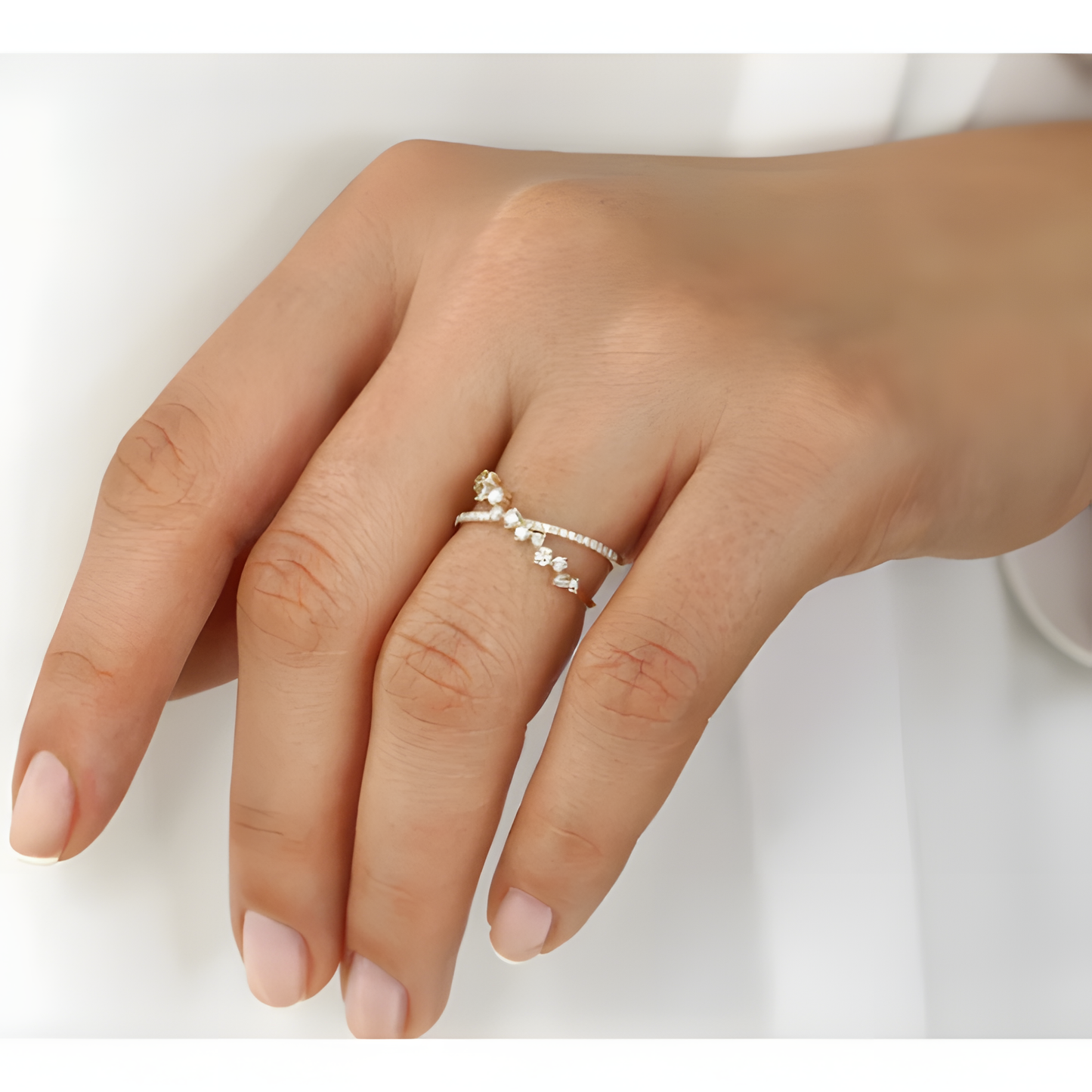 Zircon Crisscross Mix Match Elegant Golden Ring