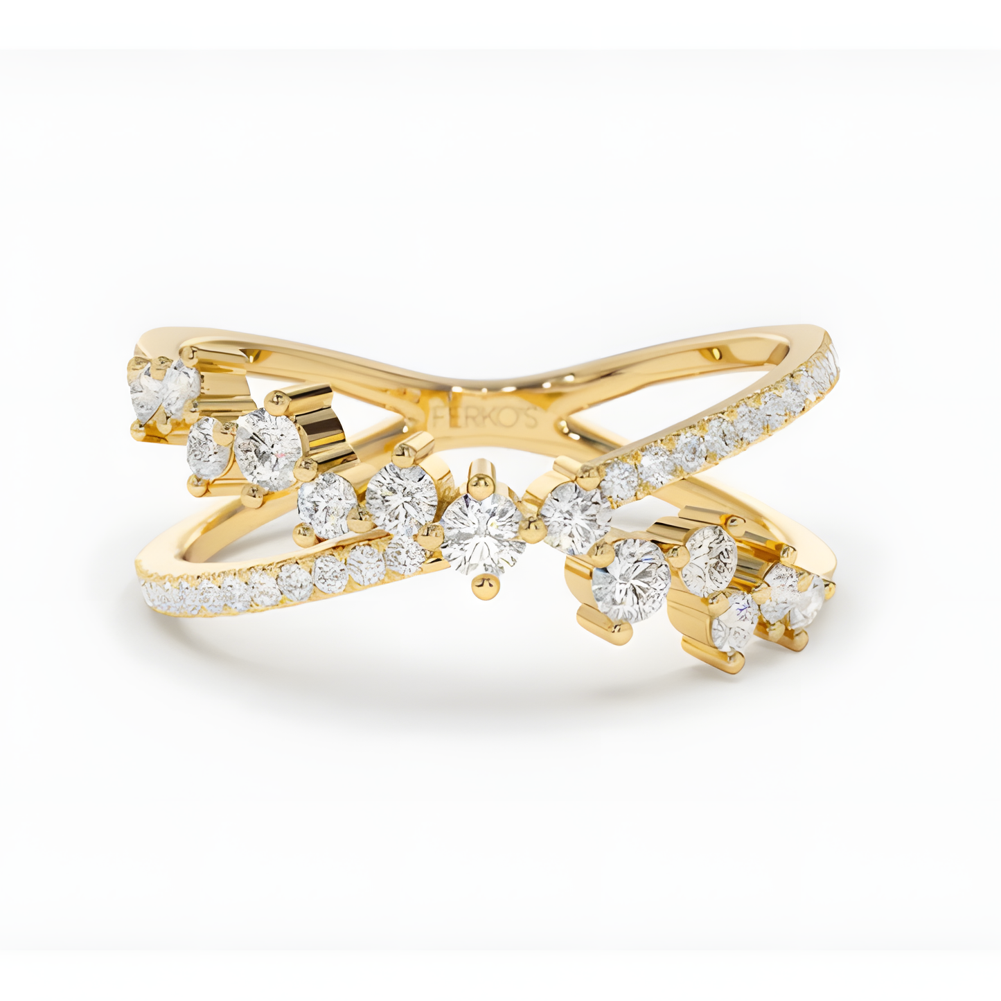 Zircon Crisscross Mix Match Elegant Golden Ring