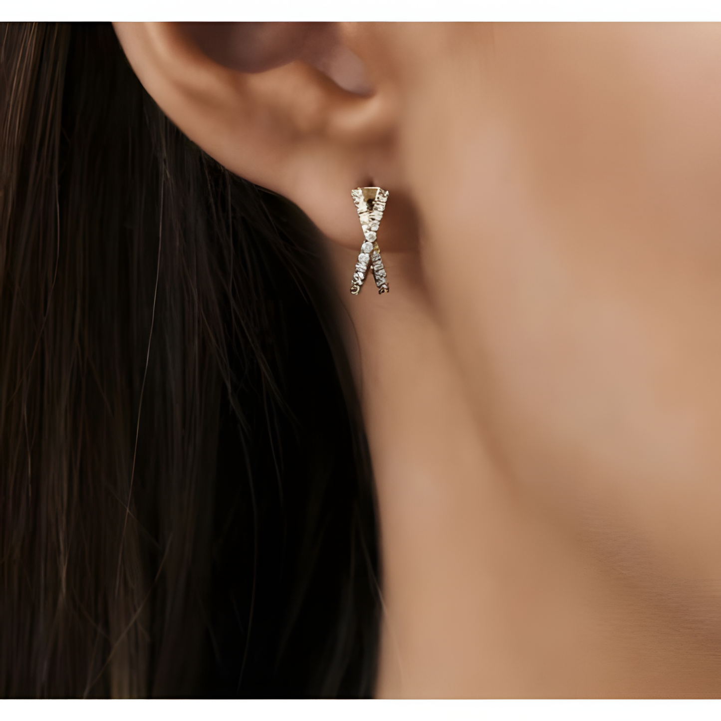 Criss-Cross Sterling Silver Hoop Gold Earrings