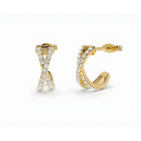 Criss-Cross Sterling Silver Hoop Gold Earrings