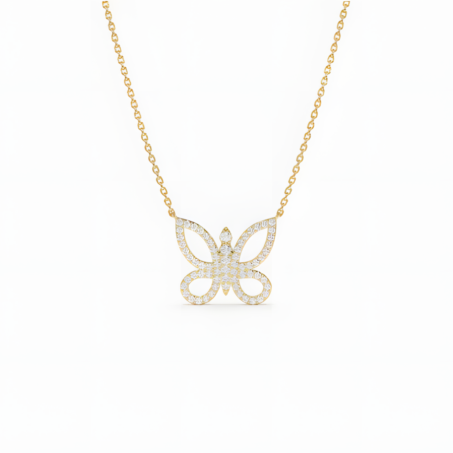 Fluttering Butterfly Golden Necklace