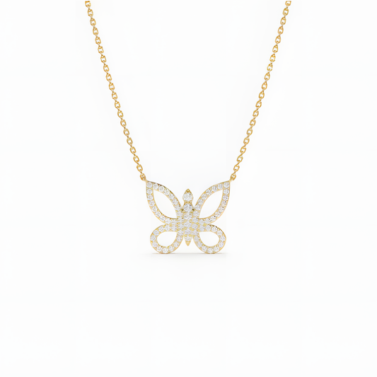Fluttering Butterfly Golden Necklace