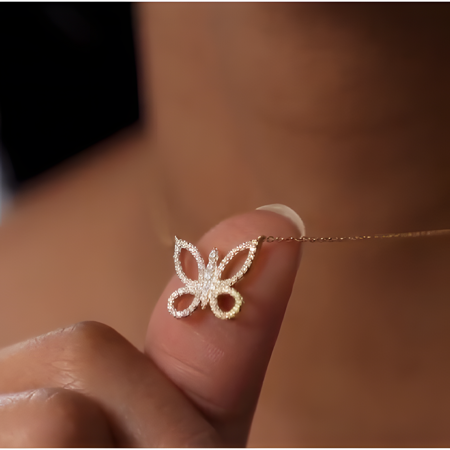 Fluttering Butterfly Golden Necklace
