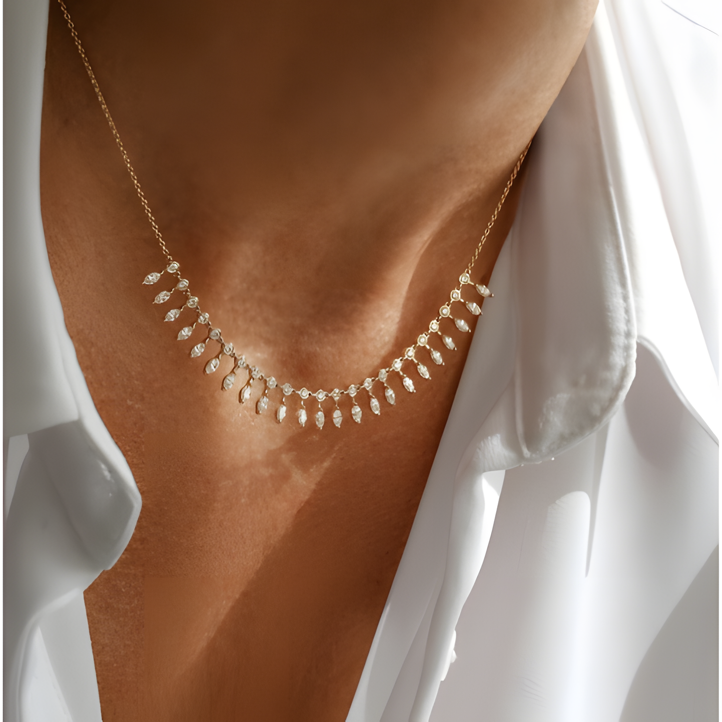 Golden Glow Zircon Necklace