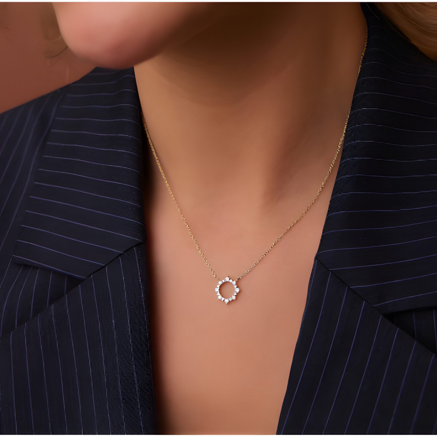 Circle of Life Zircon Golden Necklace