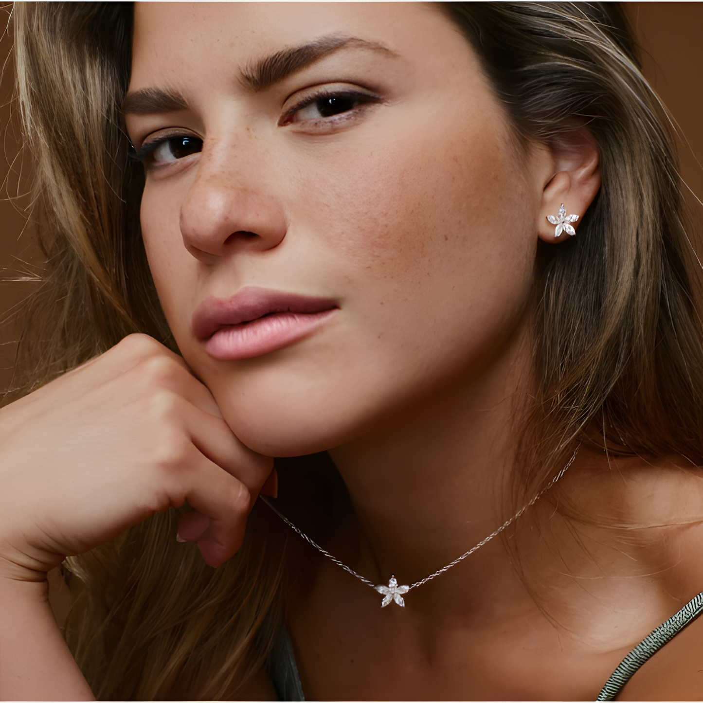 Floral Radiance Zircon Flower Necklace