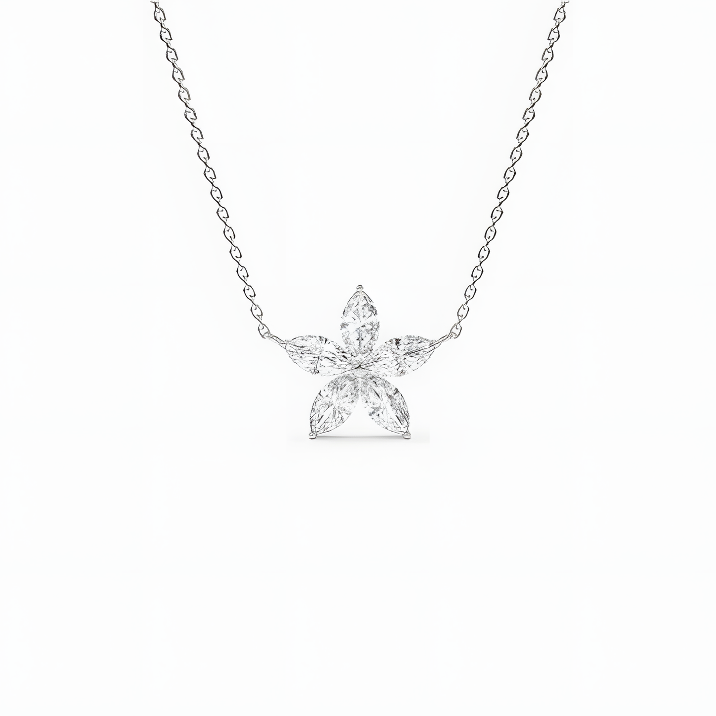 Floral Radiance Zircon Flower Necklace