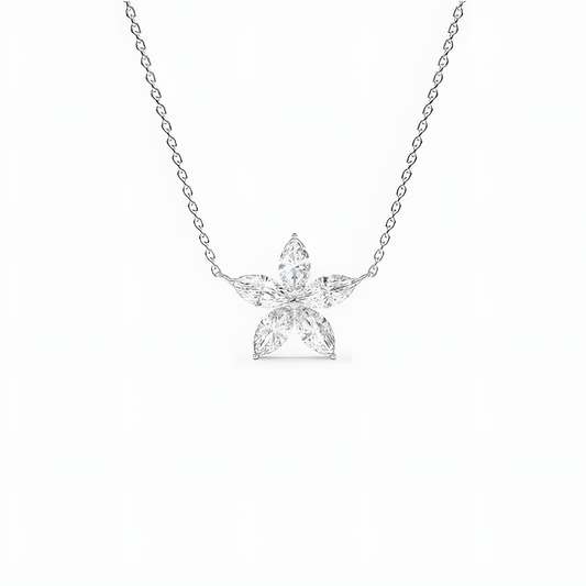 Floral Radiance Zircon Flower Necklace