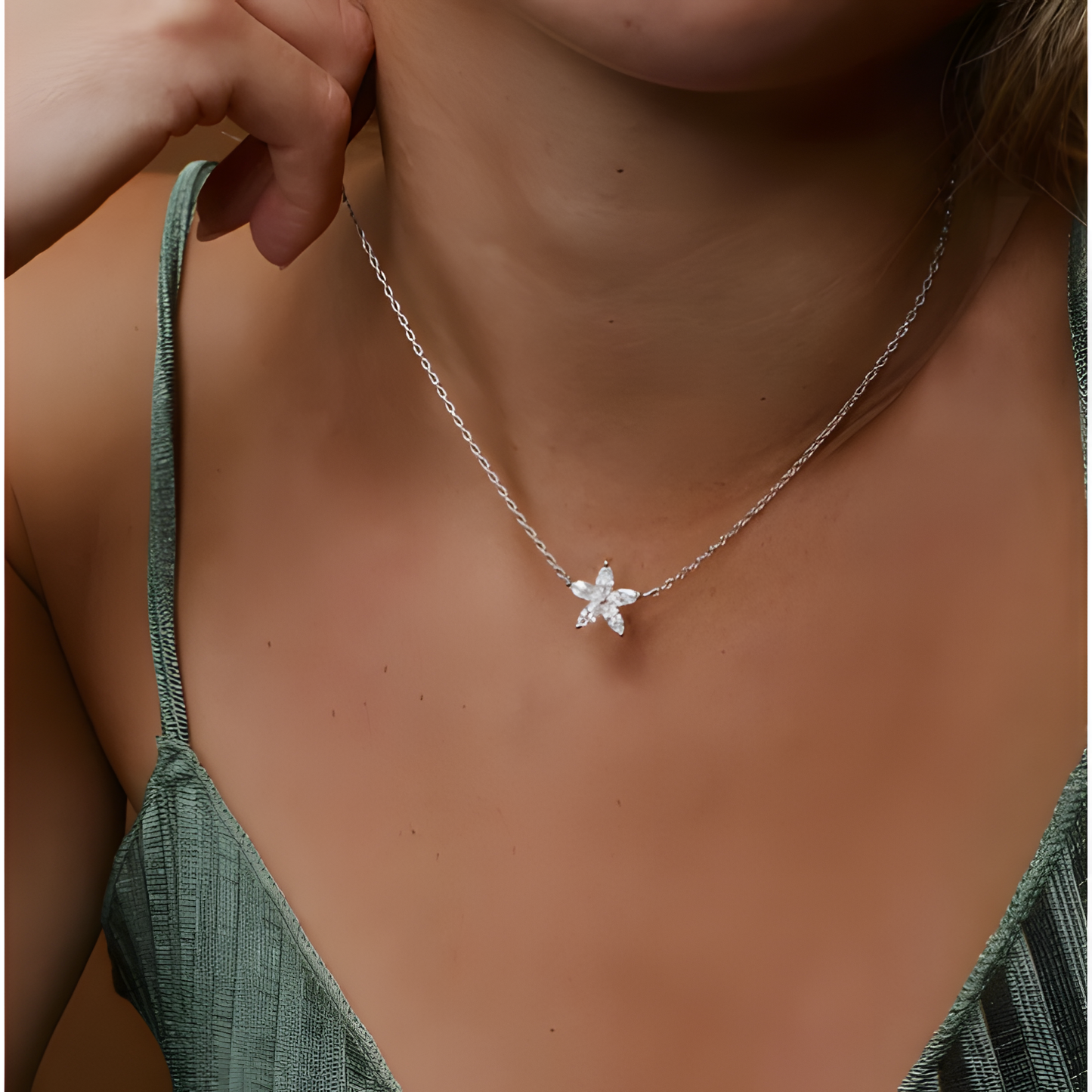 Floral Radiance Zircon Flower Necklace