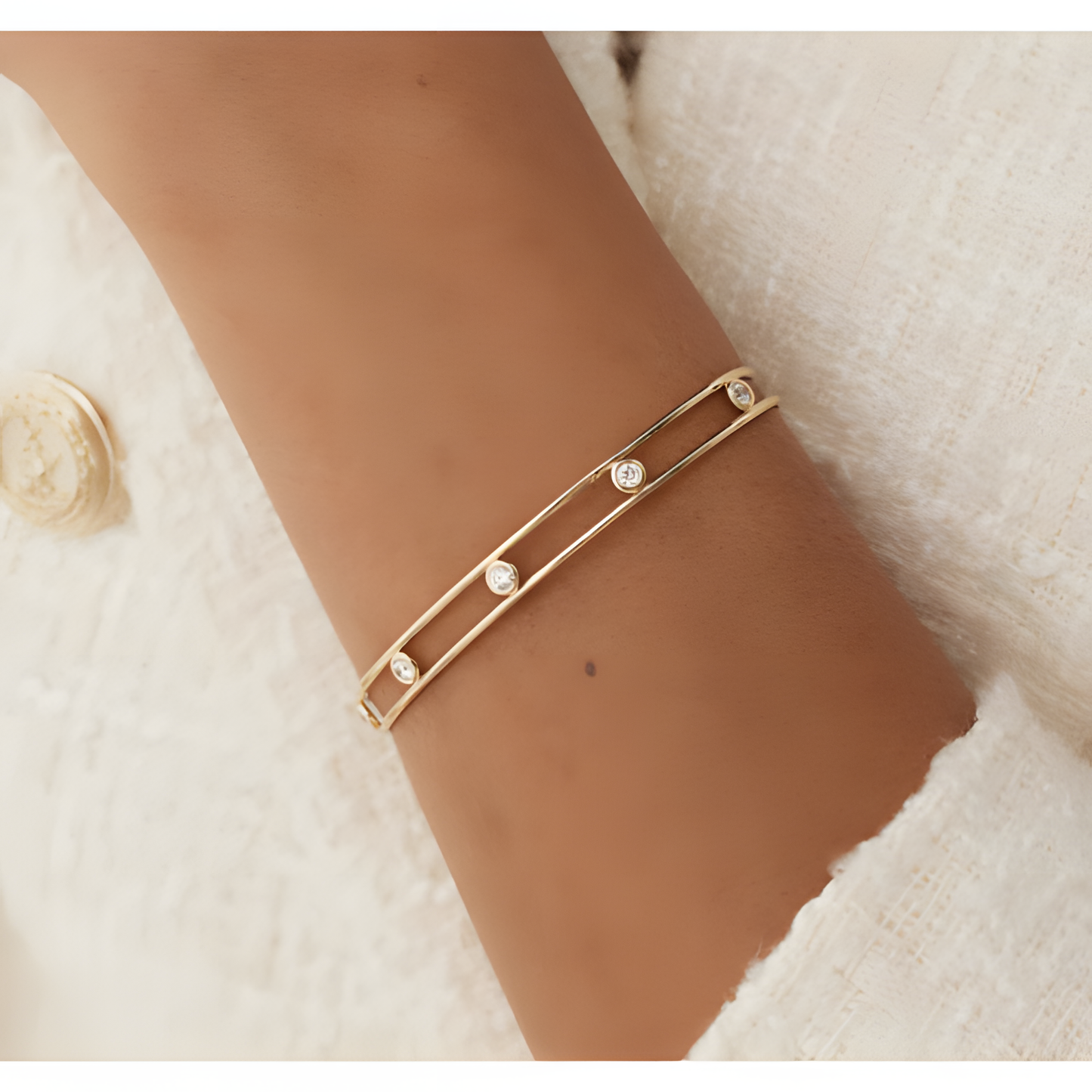 Sparkling Zircon Cuff Bracelet