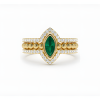 Emerald Zircon Whimsical Golden Ring
