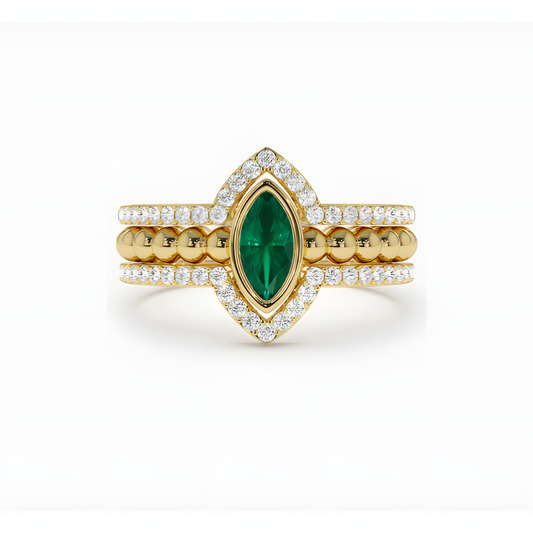 Emerald Zircon Whimsical Golden Ring