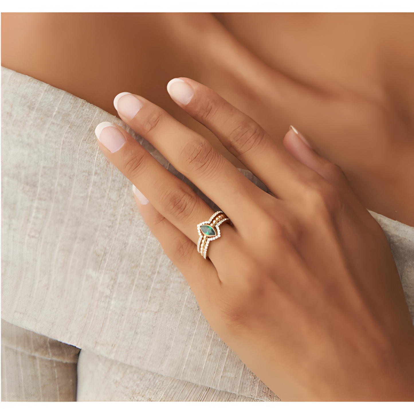 Emerald Zircon Whimsical Golden Ring