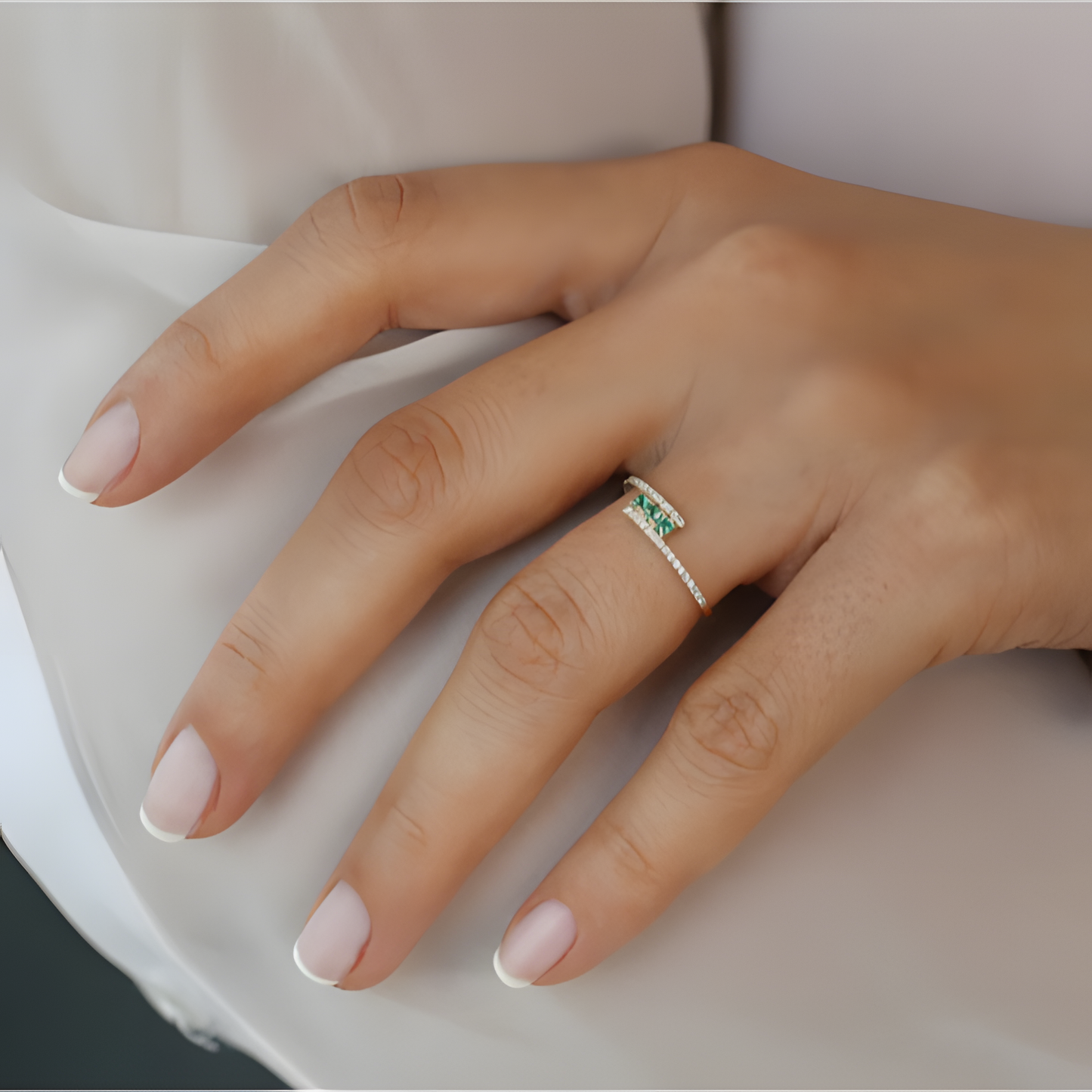 Emerald Zircon Dazzling Ring