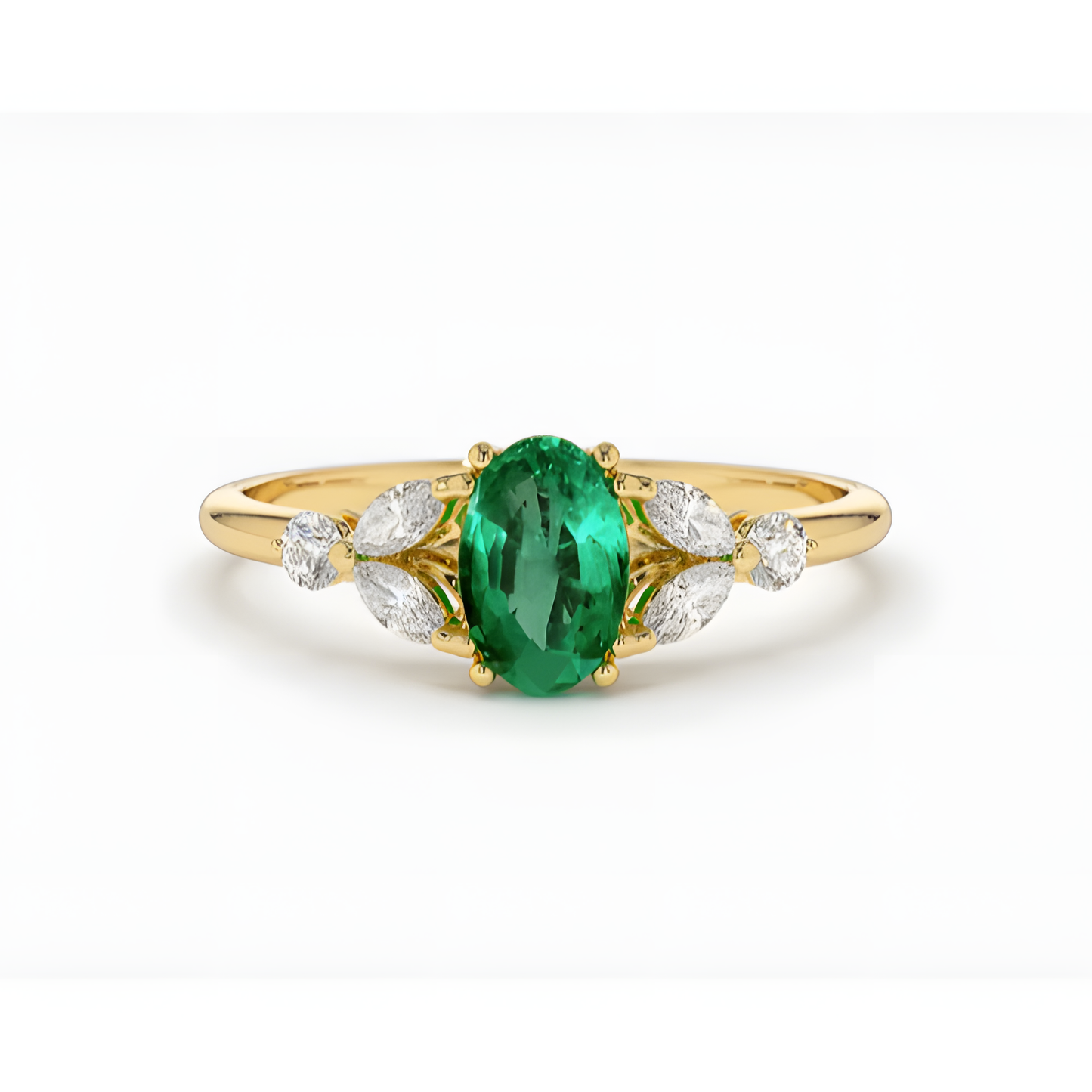 Emerald Zircon Floral Blooming Ring
