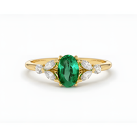 Emerald Zircon Floral Blooming Ring