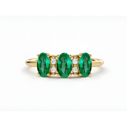 Emerald Triple Statement Ring