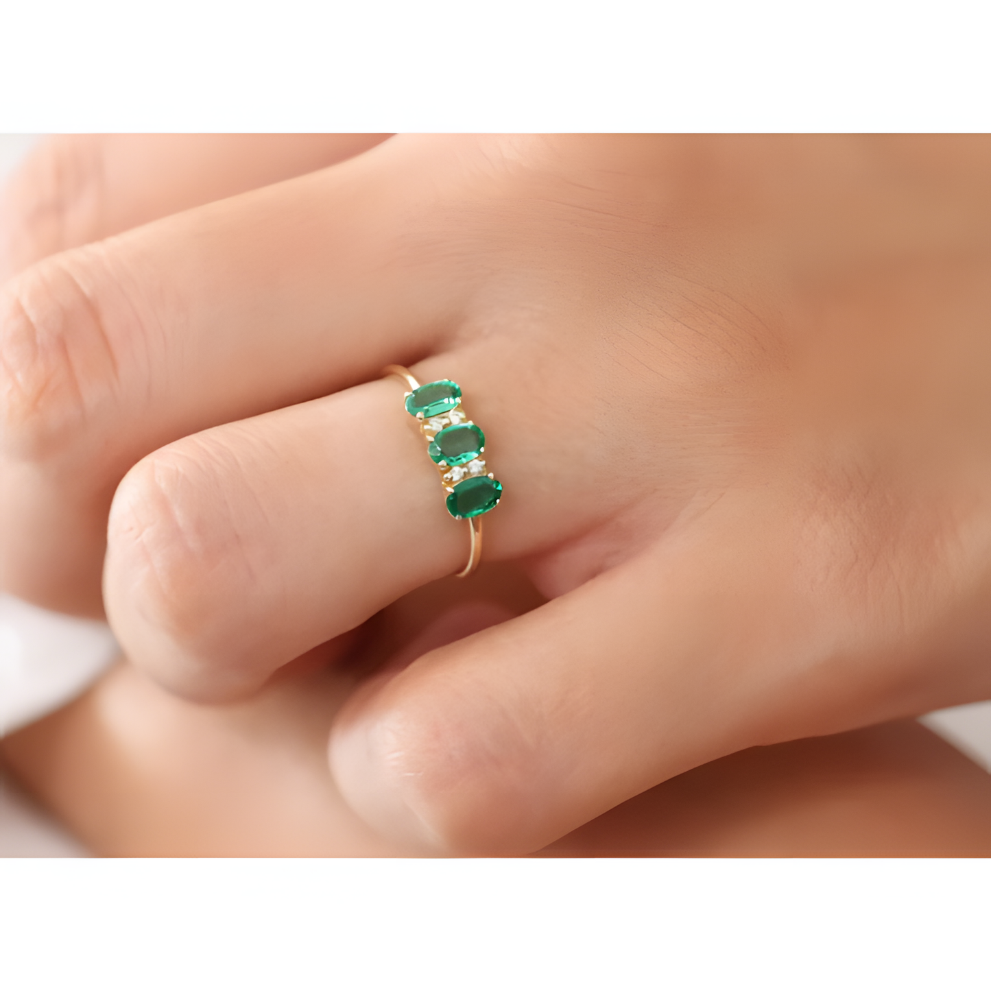 Emerald Triple Statement Ring