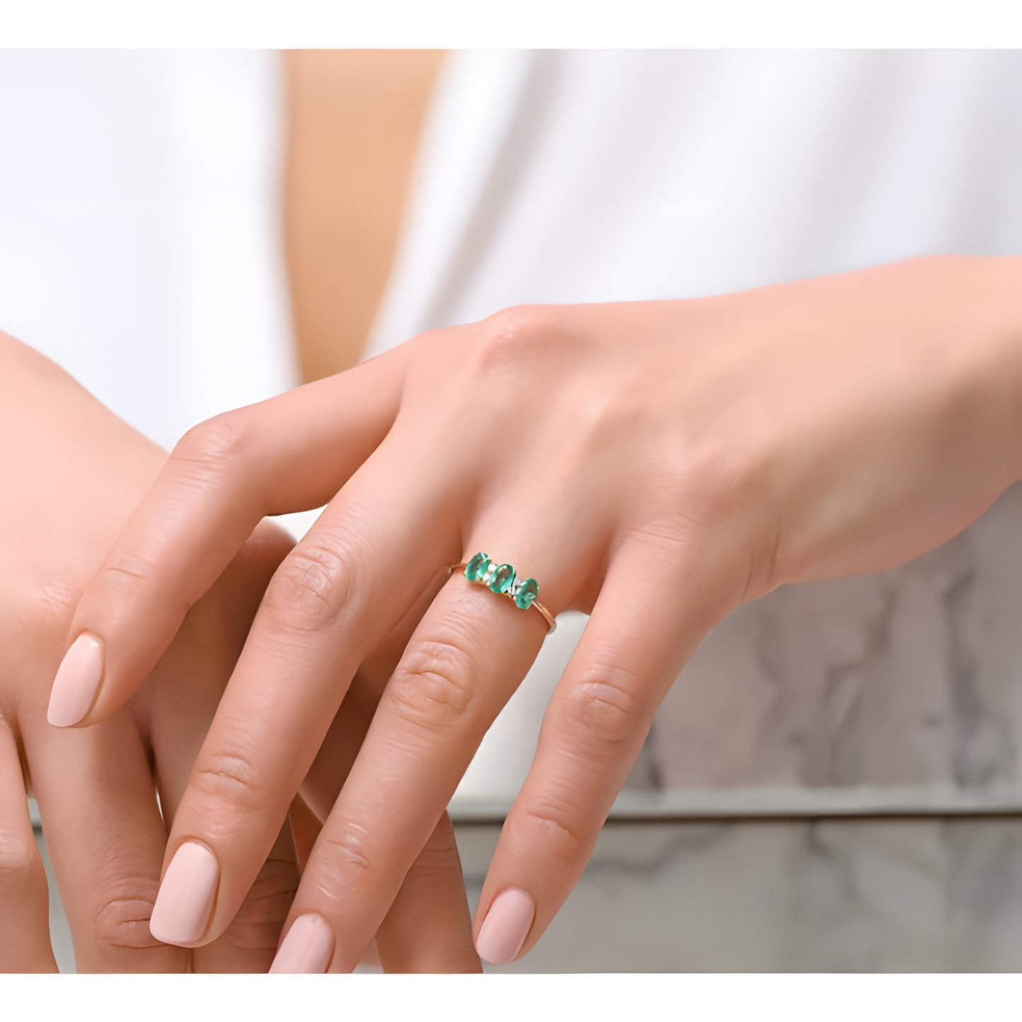 Emerald Triple Statement Ring